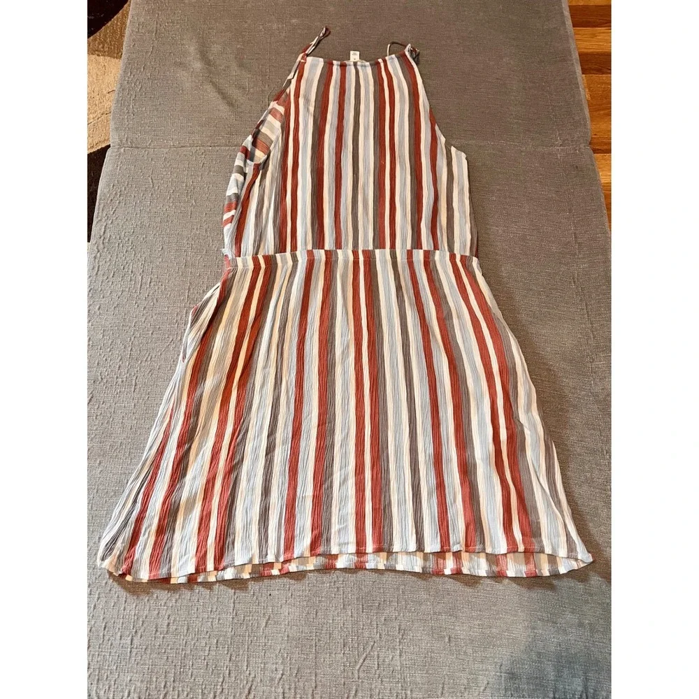 Market &‎ Spruce Striped Halter Neck Fit Flare Romper Women XL Rayon